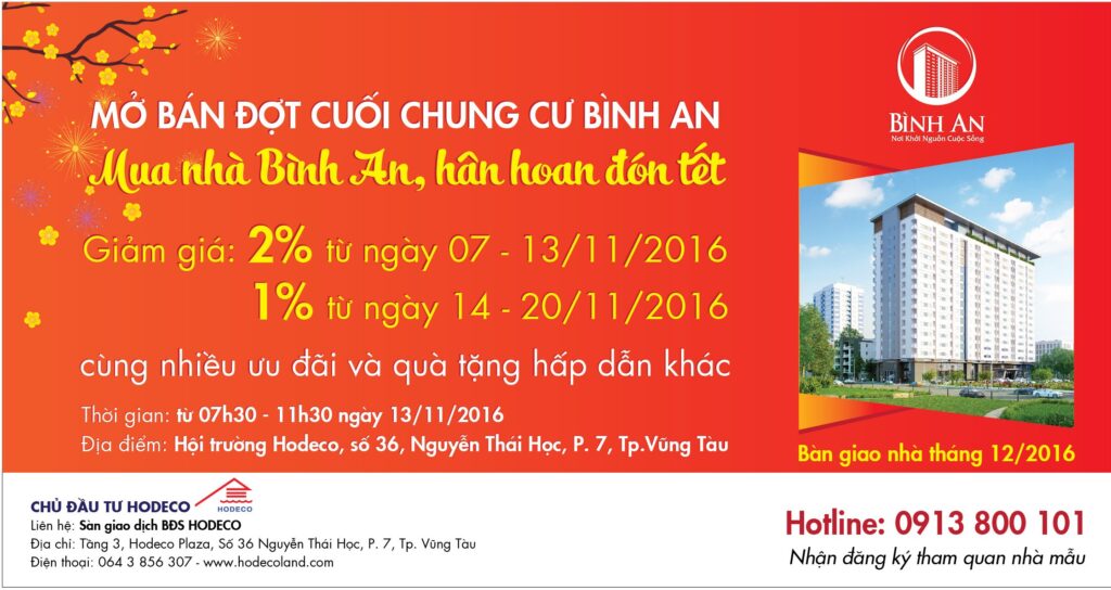 Mở bán đợt cuối chung cư Bình An “Mua nhà bình an, hân hoan đón Tết”