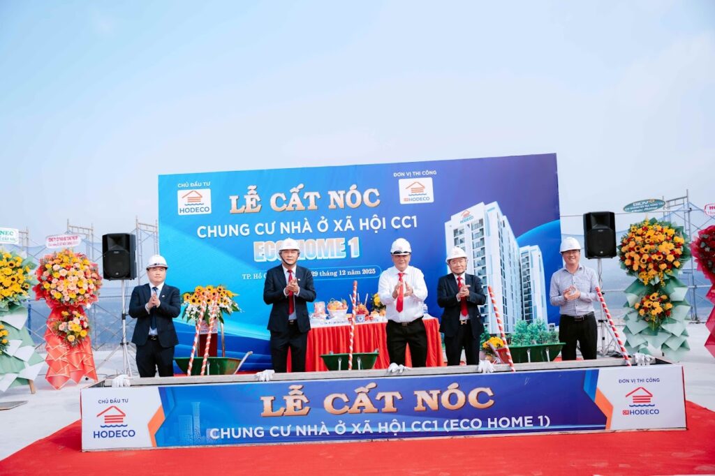 HODECO Tổ Chức Lễ Cất Nóc Chung cư NOXH Eco Home 1
