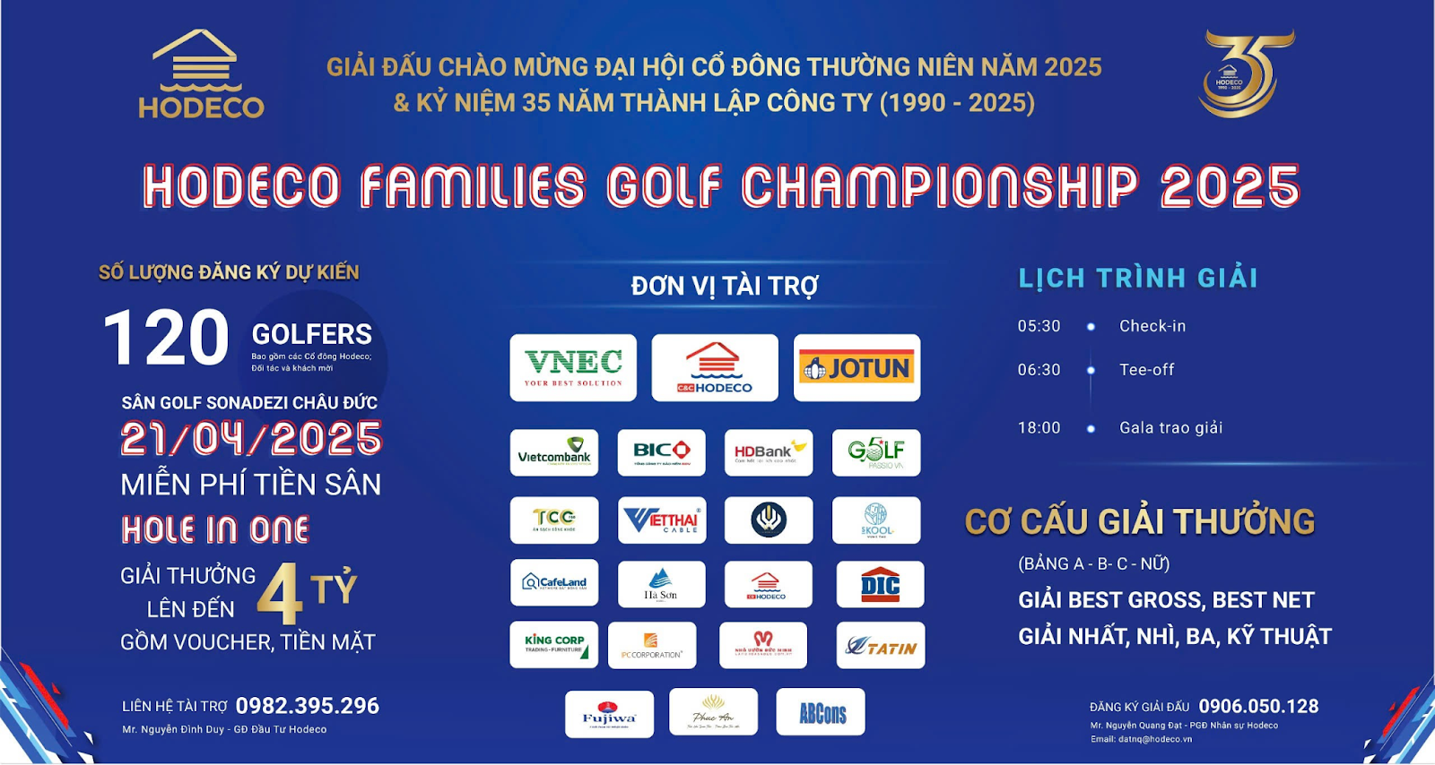 HODECO Tổ Chức Giải Golf HODECO Families Golf Championship 2025 Chào Mừng Kỷ Niệm 35 Năm Thành Lập